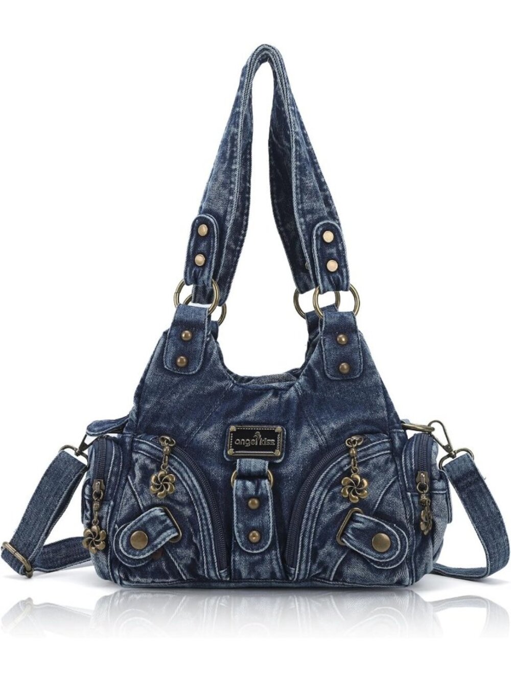 Stylish Small Hobo Shoulder Bag - Vegan Leather Multi-Pocket Tote with Zipper